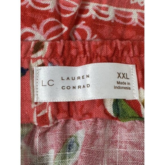 Euro Summer Red Floral Maxi XXL Skirt Button Down Cottagecore Amalfi Coastal Fit - Picture 6 of 9